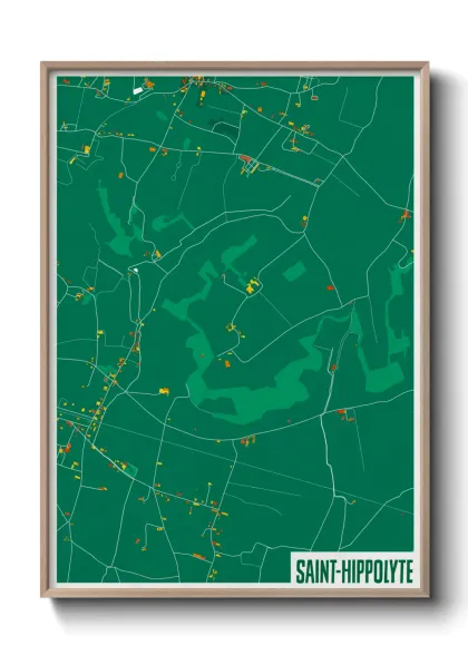 Une affiche de carte sur Saint-Hippolyte