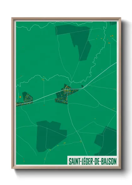 Une affiche de carte sur Saint-Léger-de-Balson