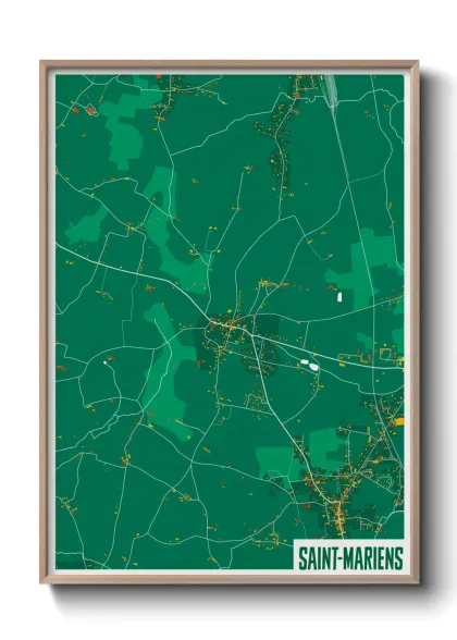 Une affiche de carte sur Saint-Mariens