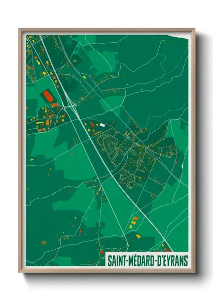 Une affiche de carte sur Saint-Médard-d'Eyrans