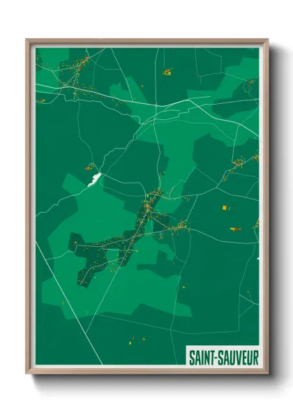 Une affiche de carte sur Saint-Sauveur
