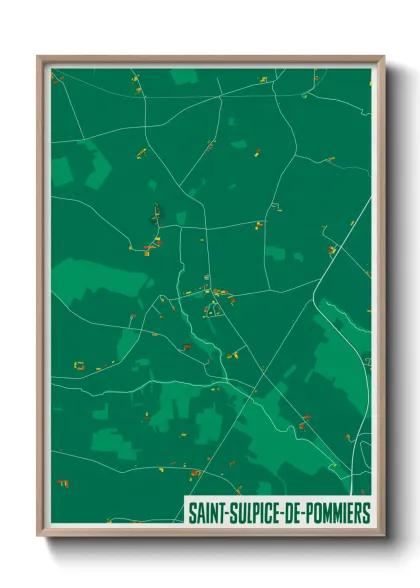 Une affiche de carte sur Saint-Sulpice-de-Pommiers