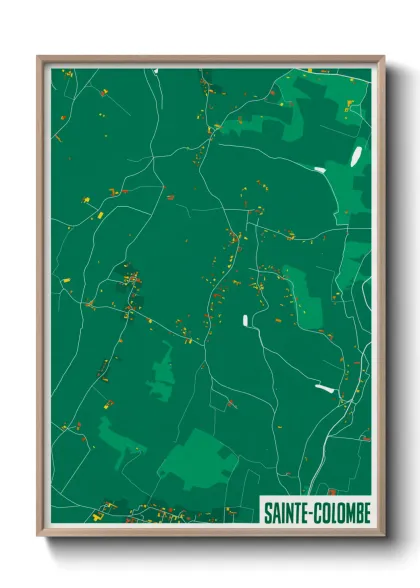 Une affiche de carte sur Sainte-Colombe