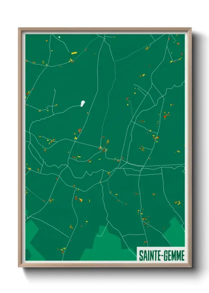 Une affiche de carte sur Sainte-Gemme