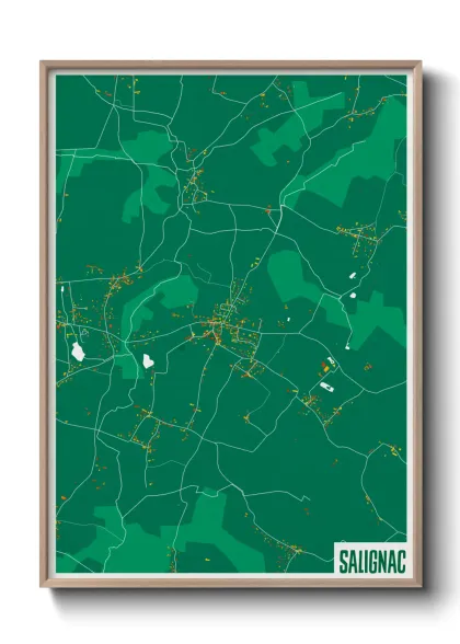 Une affiche de carte sur Salignac
