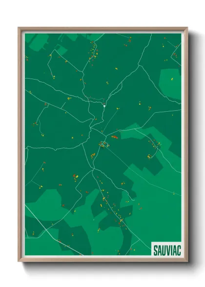 Une affiche de carte sur Sauviac