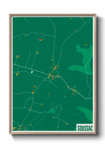 Une affiche de carte sur Soussac