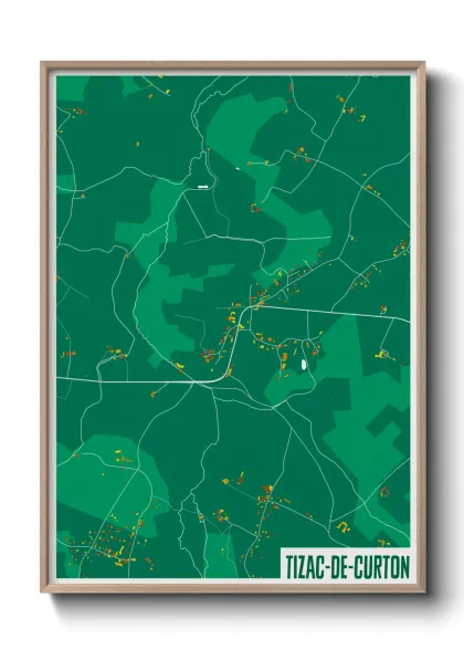 Une affiche de carte sur Tizac-de-Curton