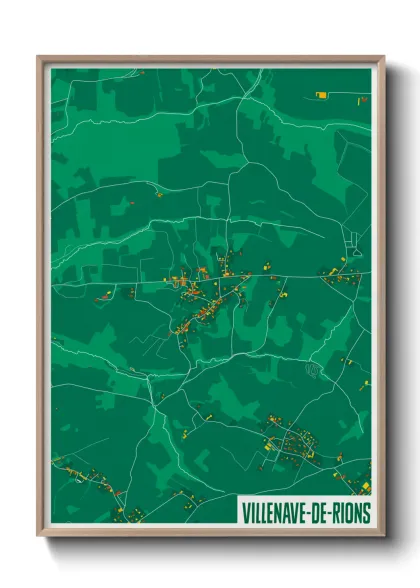 Une affiche de carte sur Villenave-de-Rions