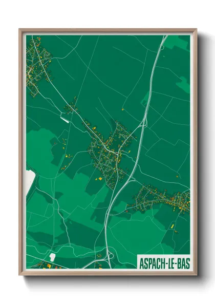Une affiche de carte sur Aspach-le-Bas