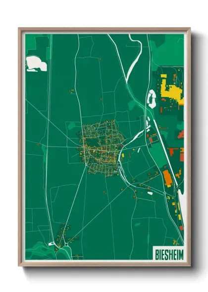 Une affiche de carte sur Biesheim