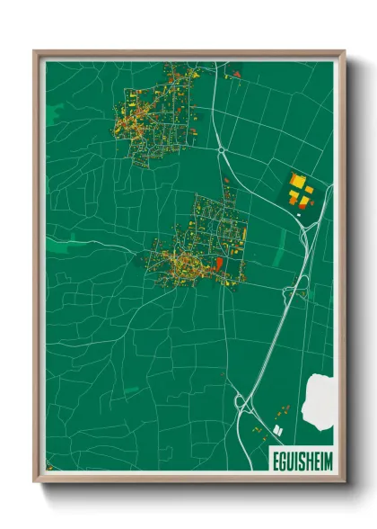 Une affiche de carte sur Eguisheim