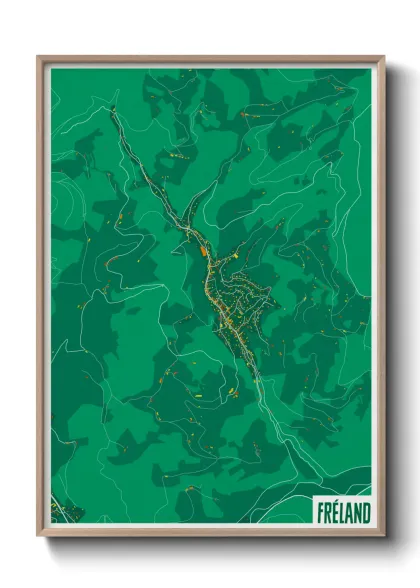 Une affiche de carte sur Fréland