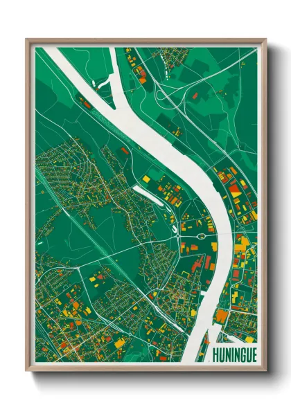 Une affiche de carte sur Huningue