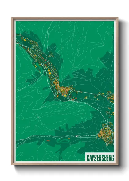 Une affiche de carte sur Kaysersberg