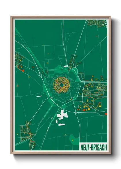 Une affiche de carte sur Neuf-Brisach
