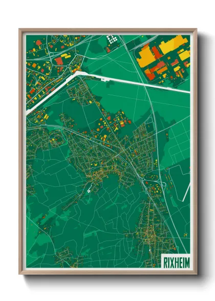 Une affiche de carte sur Rixheim