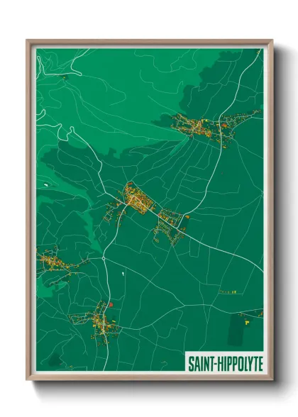 Une affiche de carte sur Saint-Hippolyte