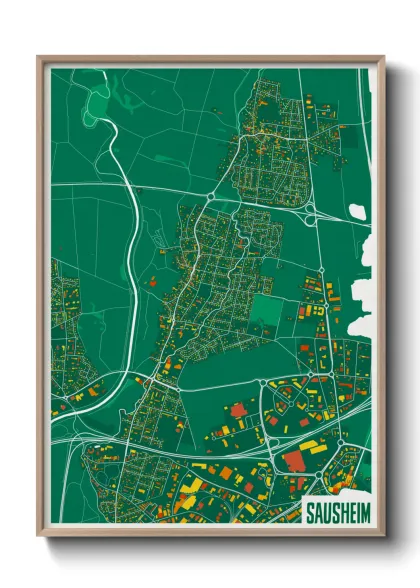 Une affiche de carte sur Sausheim
