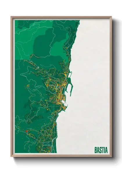 Une affiche de carte sur Bastia