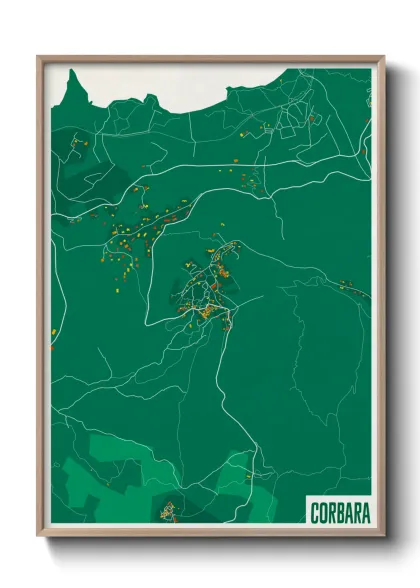 Une affiche de carte sur Corbara