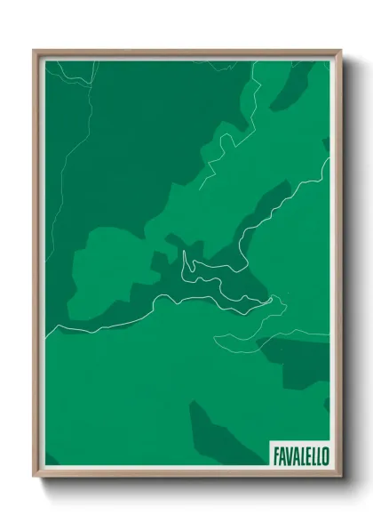 Une affiche de carte sur Favalello