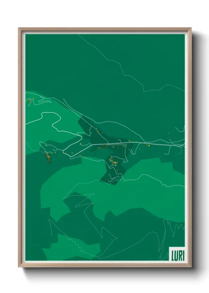 Une affiche de carte sur Luri