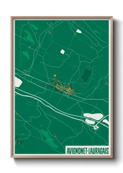 Une affiche de carte sur Avignonet-Lauragais