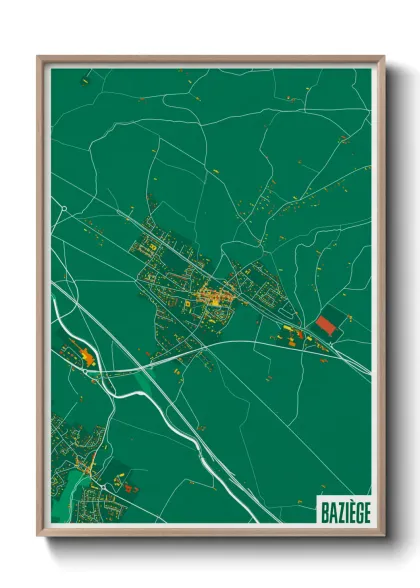 Une affiche de carte sur Baziège