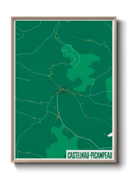 Une affiche de carte sur Castelnau-Picampeau