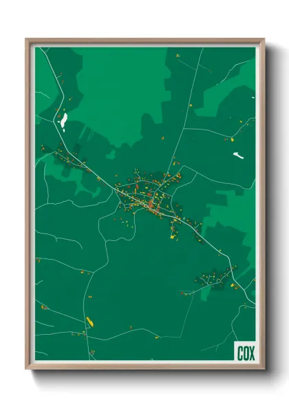Une affiche de carte sur Cox