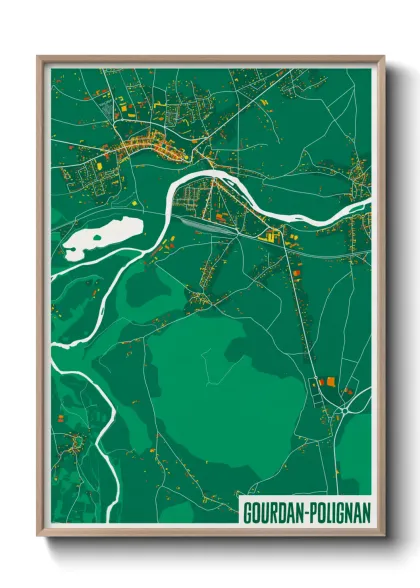 Une affiche de carte sur Gourdan-Polignan