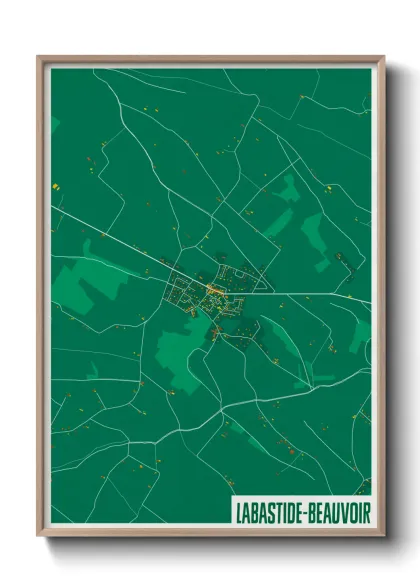 Une affiche de carte sur Labastide-Beauvoir
