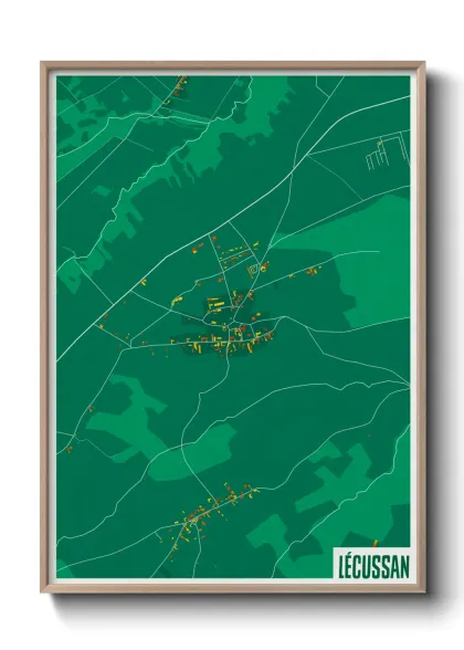 Une affiche de carte sur Lécussan