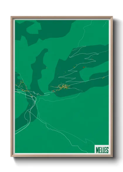 Une affiche de carte sur Melles