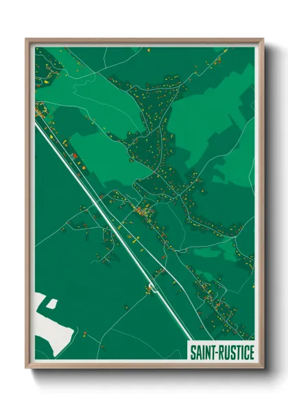 Une affiche de carte sur Saint-Rustice