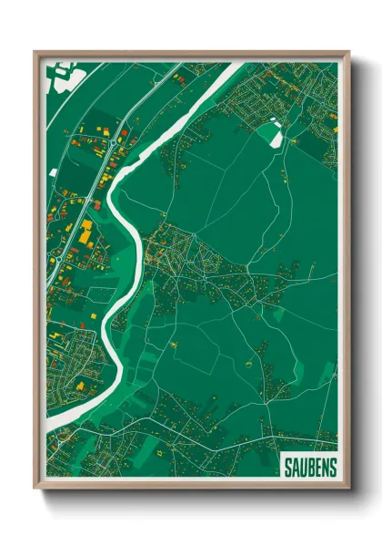 Une affiche de carte sur Saubens