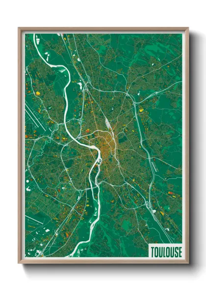 Une affiche de carte sur Toulouse
