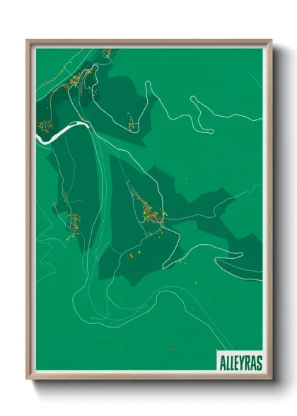 Une affiche de carte sur Alleyras