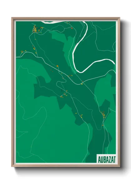 Une affiche de carte sur Aubazat