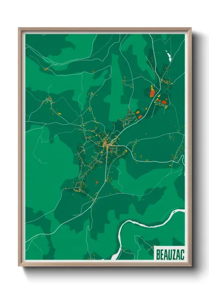 Une affiche de carte sur Beauzac