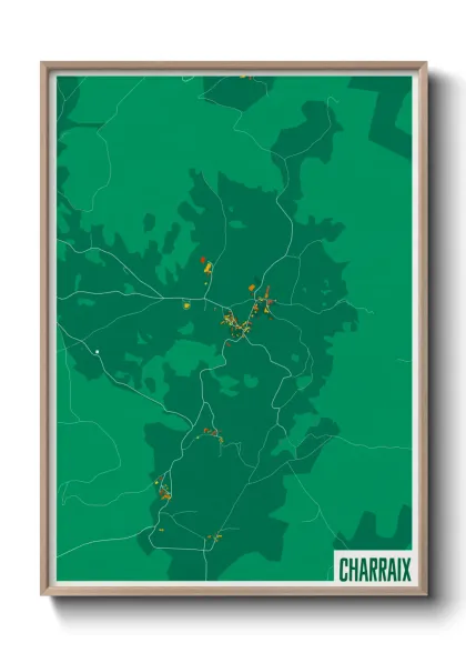 Une affiche de carte sur Charraix