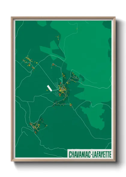 Une affiche de carte sur Chavaniac-Lafayette