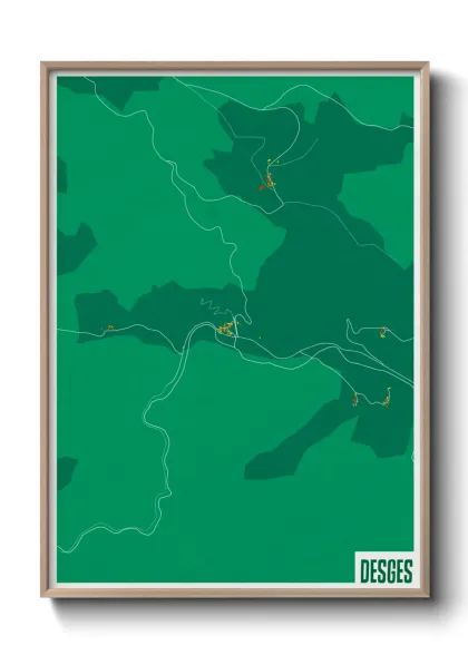Une affiche de carte sur Desges