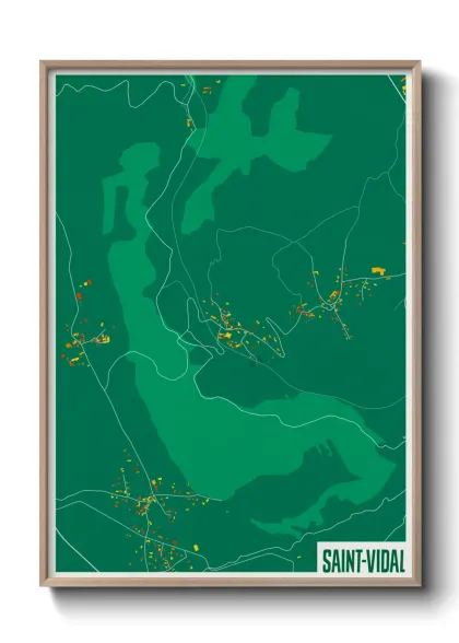 Une affiche de carte sur Saint-Vidal