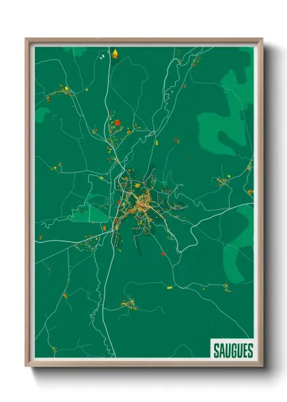 Une affiche de carte sur Saugues