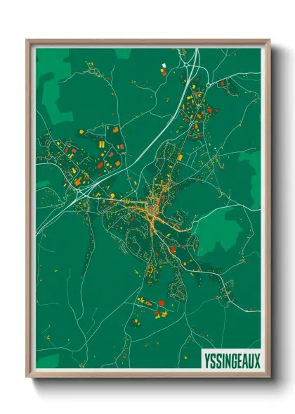 Une affiche de carte sur Yssingeaux