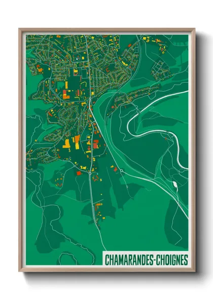 Une affiche de carte sur Chamarandes-Choignes