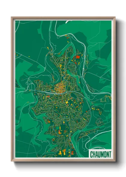 Une affiche de carte sur Chaumont