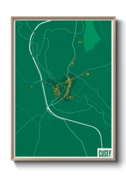 Une affiche de carte sur Cusey